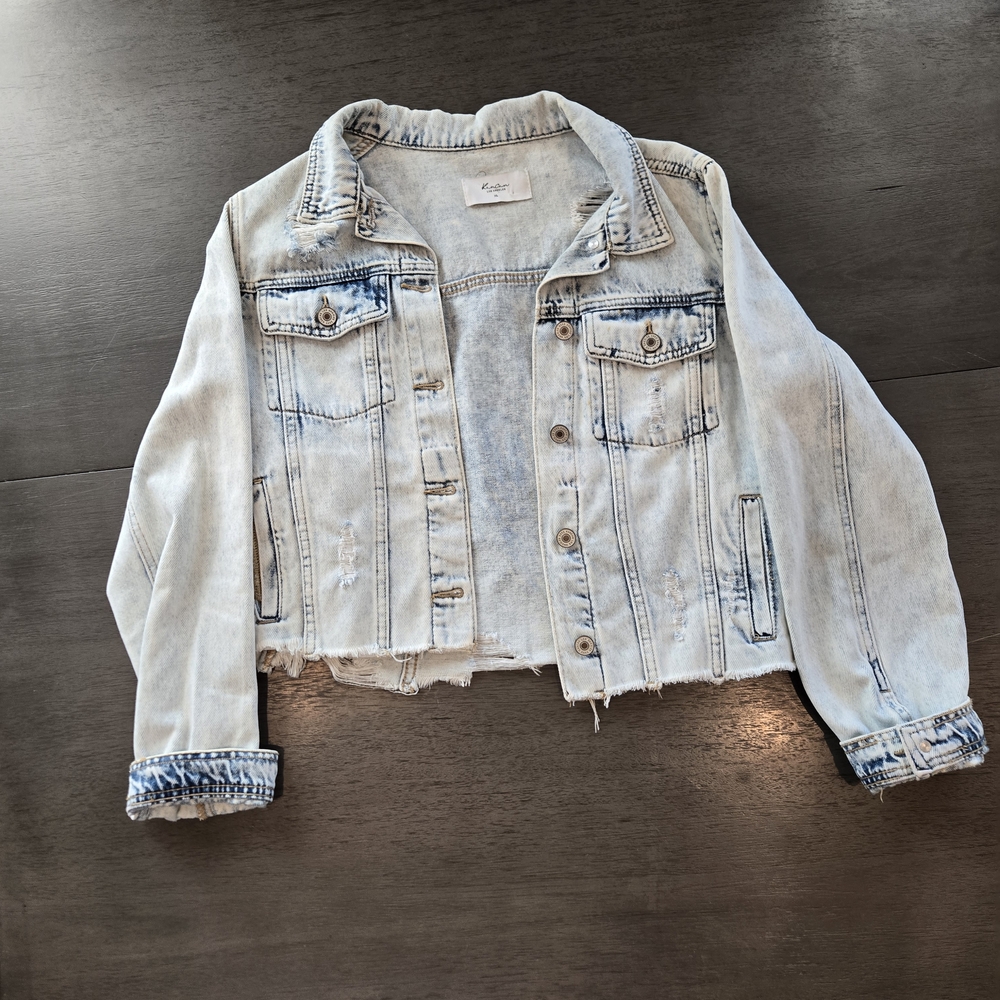 KanCan Light Blue Distressed Denim Jacket